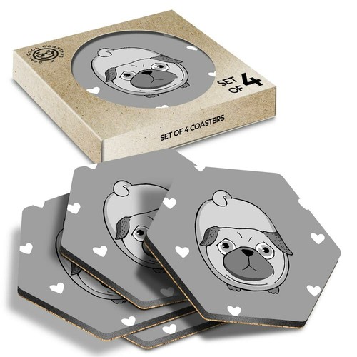 Hexagon coasters bw - coasters,