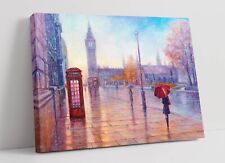 LONDON CITY STREET CONTEMPORARY DECOR FRAMED CANVAS WALL ART PICTURE PRINT