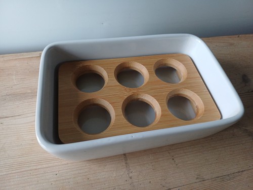 Modern ceramic egg holder tray - ceramic,