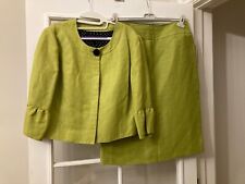JAEGER lime green linen silk 2 piece suit, size UK 14