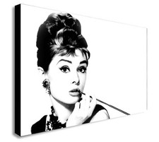 AUDREY HEPBURN  Black And White  Canvas Wall Art Framed Print. Various Sizes