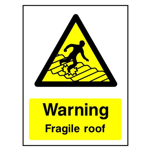 Warning fragile roof sign - warning,