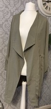 Primark Size 12 Khaki Lightweight Belted Jacket Drape Front Summer Layer NWT
