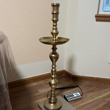 Vtg Large Brass Floor Pillar