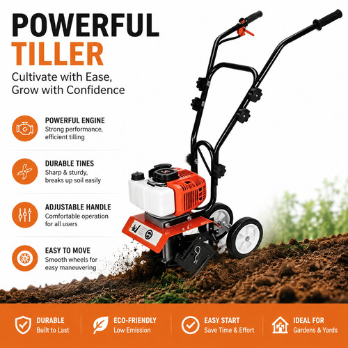 Petrol garden tiller rotovator - garden,