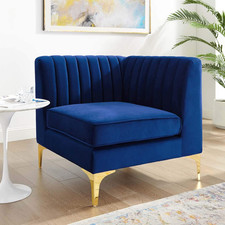 Navy Velvet Channel Tufted