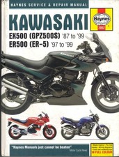 KAWASAKI GPZ500 S,ER5,ER-5,ER500,EX500 NINJA HAYNES MANUAL 1987-1999 "HARDBACK"