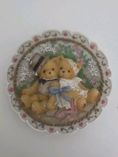 Cherished Teddies Wedding  Plaque 482064B, Bride And Groom, Boxed, Rare