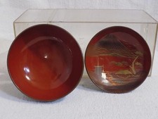 Japanese Tea Cup Wooden Lacquer Ware  Makie Bowl Lidded 1860 Meiji Era