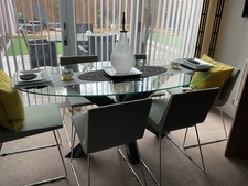 6 Modern Grey Chrome Framed dining Chairs.