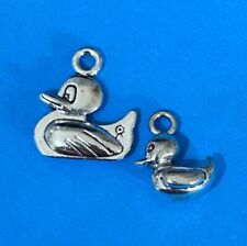 Tibetan Alloy DUCK charms pendants Antique silver 3D double sided