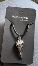 Silver Plated Bird Skull Necklace Pendant with Chain Gothic Punk Biker Gift New