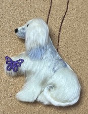 CREAM AFGHAN HOUND with PURPLE