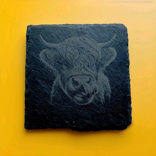 Highland cow slate coasters - slate,