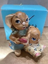 Dandy Blue/Pink Pendelfin Figurine Rabbit Hand Painted Stone craft