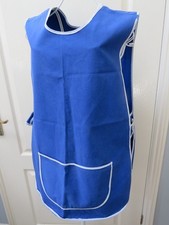 Vintage Tabard Apron Size XOS 18 20 Plus Blue Granny 80s Pocket Dinner Lady