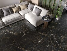 £24.89/m2 Black Marble Matt Porcelain Tile 60x60 Wall-Floor Tiles - SAMPLE