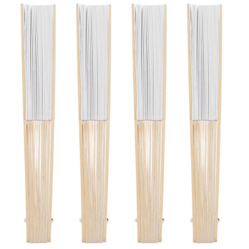4pcs white blank folding fans - 4pcs,
