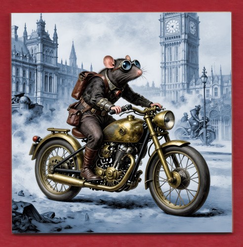 Steampunk rat riding - steampunk,