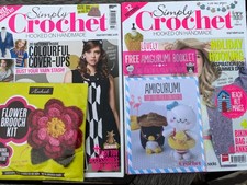 2 x Simply Crochet Magazines with Free Gifts 20 & 43 Flower Brooch Kit, Toys