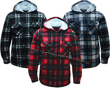 Hooded Fleece Padded Lumberjack Shirt Jacket Fur Lined Sherpa Winter Warm M-5XL