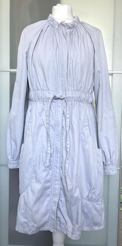Pale blue grey denim coat - denim,
