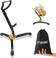 LOLUNUT Saxophone Stand, Foldable Alto/Tenor Sax Stand, Adjustable Metal Triangl