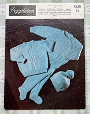 Vintage Knitting Pattern - Poppleton 1235 - Baby Sweater Pull Ups - 18-20” - DK