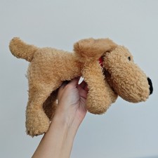 Vintage Debenhams Patch Puppy Dog Floppy Plush Soft Toy Brown Red Collar