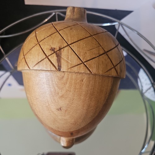 Solid wooden acorn ornament - solid,
