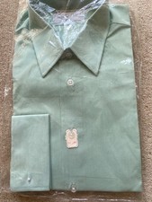 VINTAGE mens 70's AUSTIN REED LIME GREEN TERYLENE LONG SLEEVE SHIRT 16 NEW