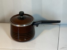 Vintage Brown Enamel Saucepan