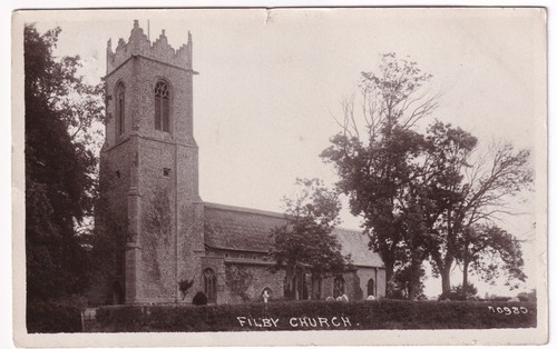 Filby church norfolk rppc - filby,