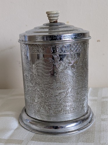 Vintage chrome tea caddy - vintage,