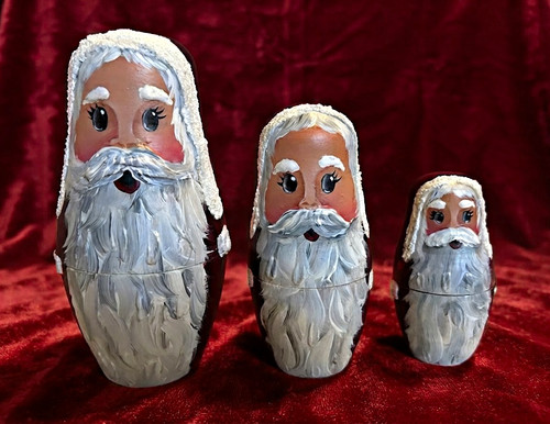 Hand painted wooden santa - painted,