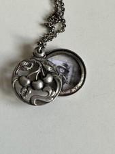 Vintage Art Nouveau Silver Tone Catherine Popesco France Photo Pendant Necklace 