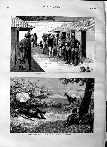 Original old antique print - old,