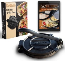 30cm Cast Iron Tortilla Press + E-Book 50 Tortilla Recipes