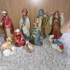 Vintage Large 48cm Deluxe Porcelain Christmas Nativity Scene -Detailed Figurines