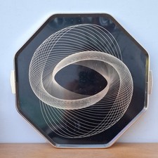 Vintage Mid Century 60s WOODMET Octagonal Gold Black Bar Serving Tray Spirograph