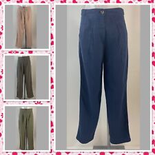 Ladies New Ex M&S  Linen Mix Straight leg trousers Size 6-24