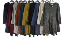 Italian Lagenlook Diagonal Panel Autumn Flared Tunic Top with Pendant.