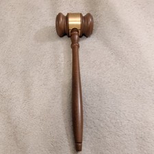Wooden Judge Gavel with Brass