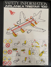 Air Lanka Tristar 100 Safety card AVIATION MEMORABILIA