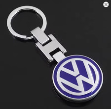 VW Volkswagen Metal Key Ring Double Sided Keychain keyring Blue & Chrome