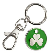 Irish Shamrock Design SHOPPING TROLLEY Token Coin Key Rings Gift Idea NEW SHAPE