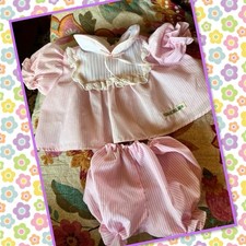 Cute Vintage Cabbage Patch Kids Pink  Stripe Square Yoke Tux Dress Bloomers 2