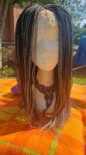 Rare MICRO BRAID Silver Grey &  Black TWIST Wig 4x4 Closure, 18-20in Soft Sexy