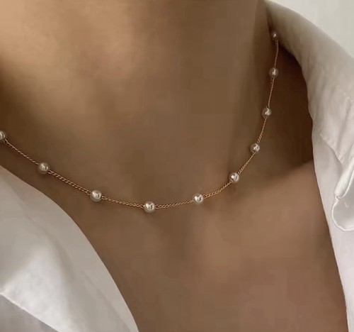 Gold pearl necklace for - 1,