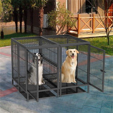 Giant XXL Pet Crate Dog Cage Enhanced Steel Pet Kennel w/ Convertible Partition